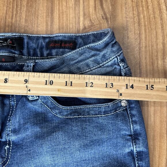 Earl Jean Womens Size 8 Slim Boot Cut Jeans Embellished Flap Pockets Stretch - Picture 4 of 8